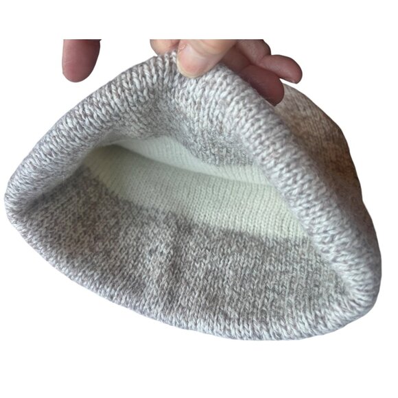 EccoRaggs Wool Blend Beanie Hat Knitted Gray Beige - Picture 3 of 7